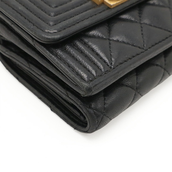 CHANEL Boy Chanel Matelasse Coco Mark Small Flap Wallet, Tri-fold, Lambskin, ... - Picture 4 of 7